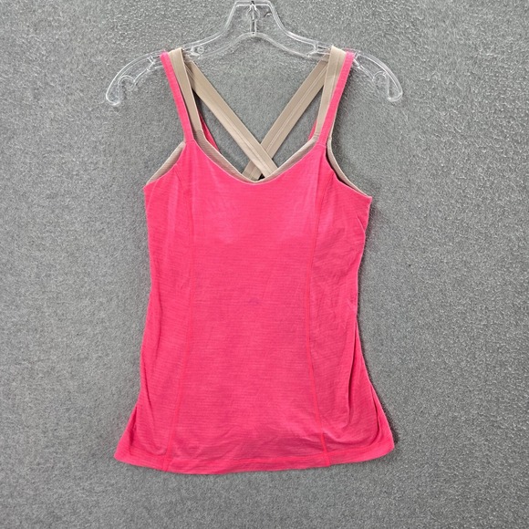 Lululemon Women Activewear Tank Top 6 Pink Run For Gold Built in Bra Sleeveless - Picture 1 of 8